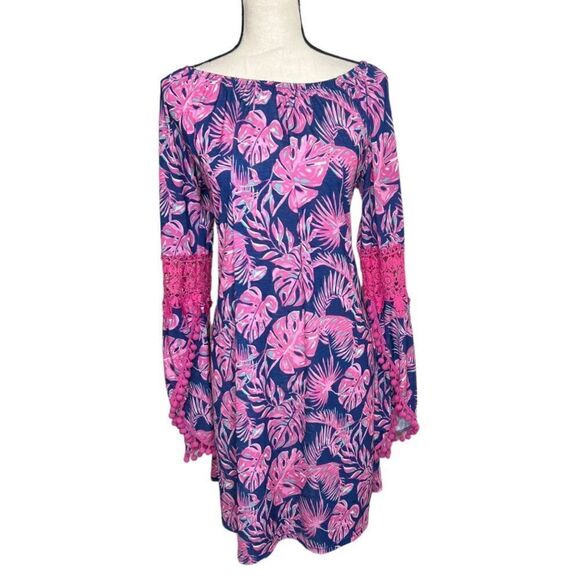 SIMPLY SOUTHERN Pink And Blue Long Sleeve Dress. Size Large - Picture 1 of 7